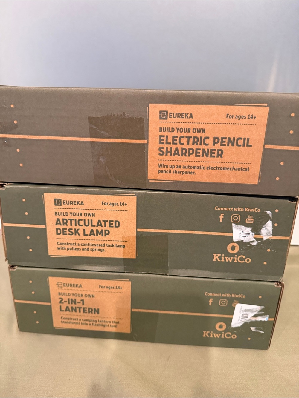 KiwiCo Eureka Crate STEM Engineering Kits Lot of 3 Lamp Lantern Sharpener NIB